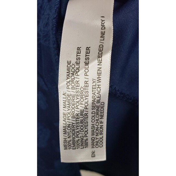 Band of Gypsies Bodysuit L Navy Blue Floral Off Shoulder Whimsigoth Ethereal - Picture 4 of 9